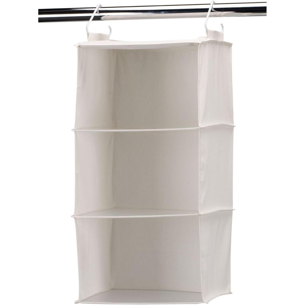 image:imageHousehold Essentials 311342 Hanging Closet Organizer 3 Pocket Shelves Natural CanvasNatural