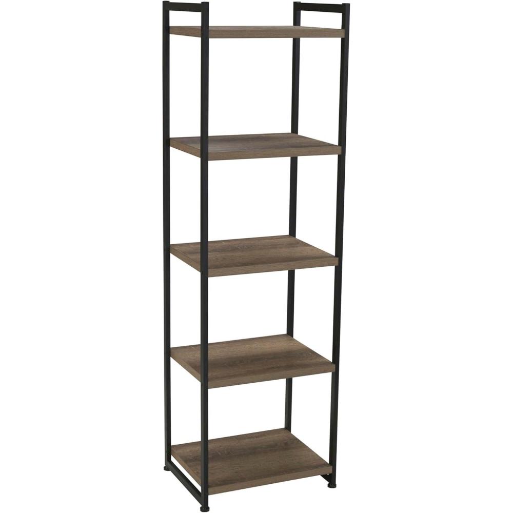 image:imageHousehold Essentials 5 Tier Storage Tower Metal Grey Shelf  Black Frame AshwoodAshwood