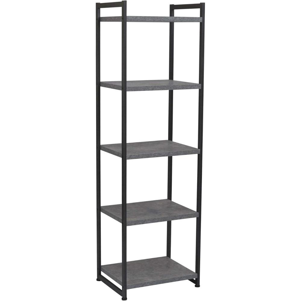 image:imageHousehold Essentials 5 Tier Storage Tower Metal Grey Shelf Black Frame AshwoodSlate
