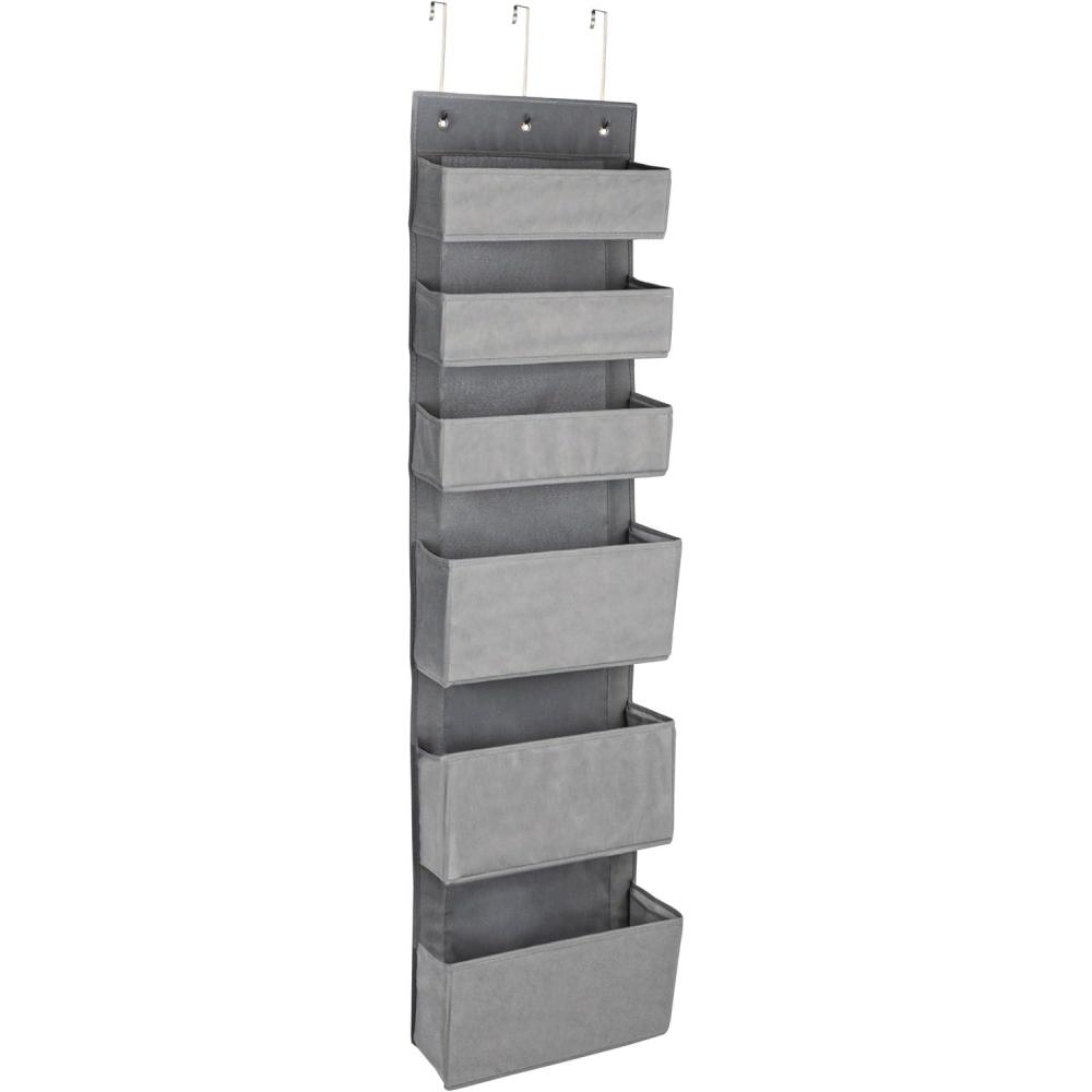 image:imageHousehold Essentials 6 Pocket Over the Door Pocket Organizer PP NonWoven Fabric Pockets Reinforced Siding Foldable Versatile Perfect for Residential and Commercial Doors Grey
