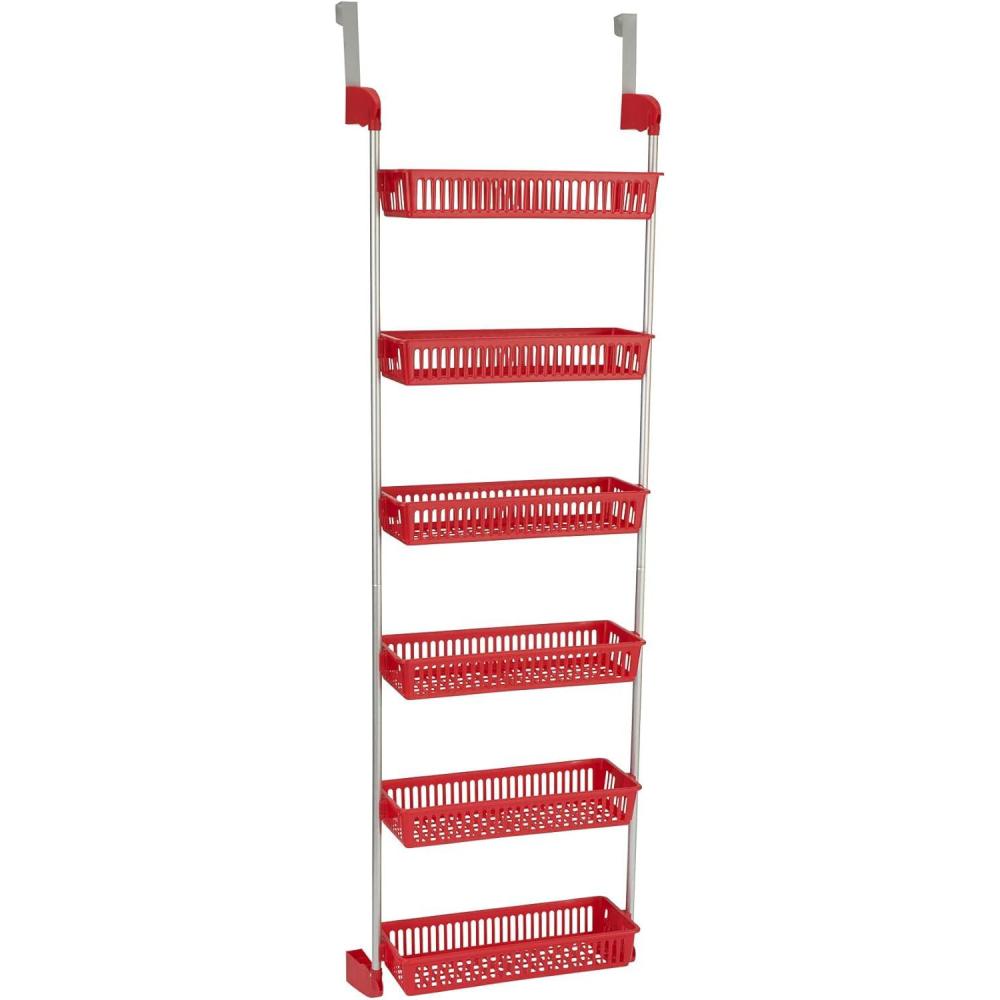 image:imageHousehold Essentials 6Tier Basket OverTheDoor Organizer LimeRed