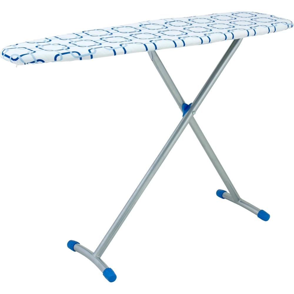 image:imageHousehold Essentials Arched TLeg Ironing Board Blue Geometric Pattern with Matching Feet