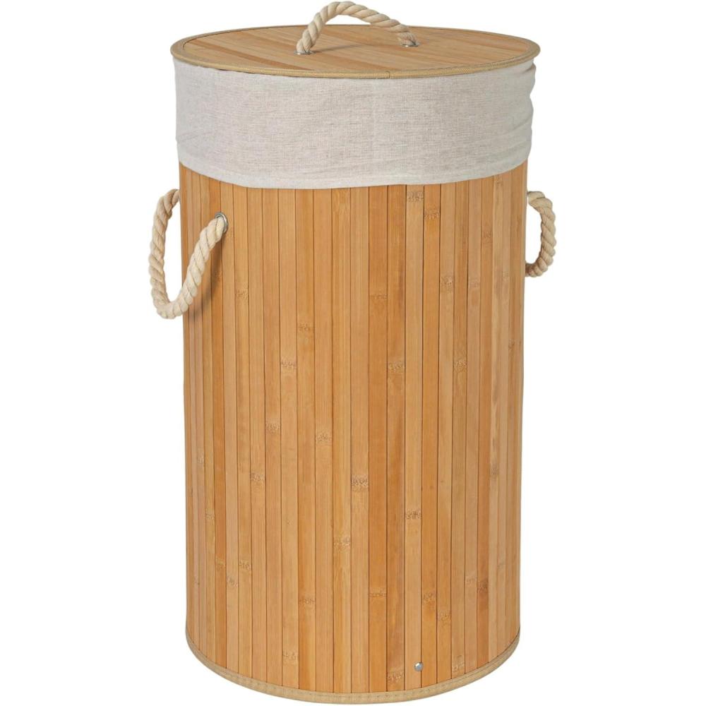image:imageHousehold Essentials Bamboo Laundry Hamper with Rope Handles 19Gallons WhiteNatural