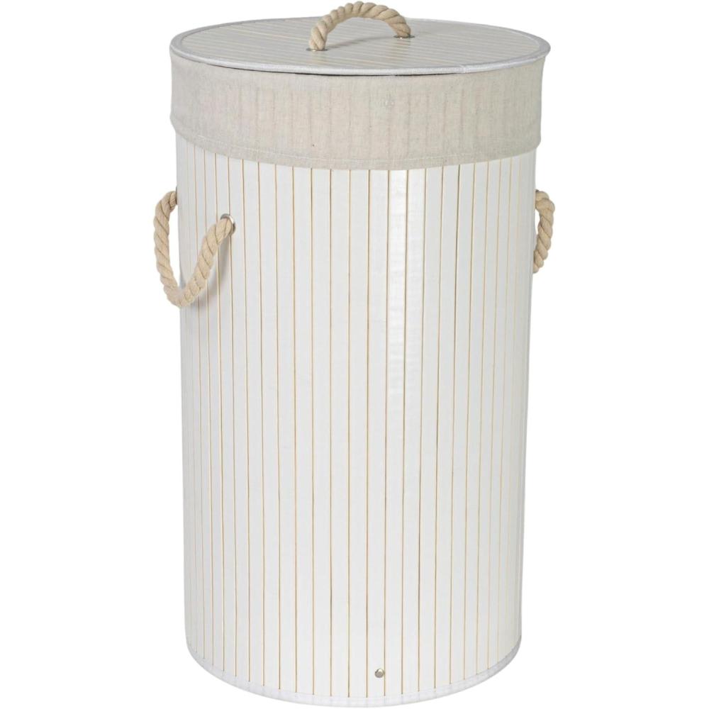 image:imageHousehold Essentials Bamboo Laundry Hamper with Rope Handles 19Gallons WhiteWhite