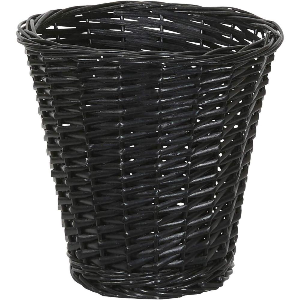 image:imageHousehold Essentials Black Small Willow Wicker Waste BasketBlack