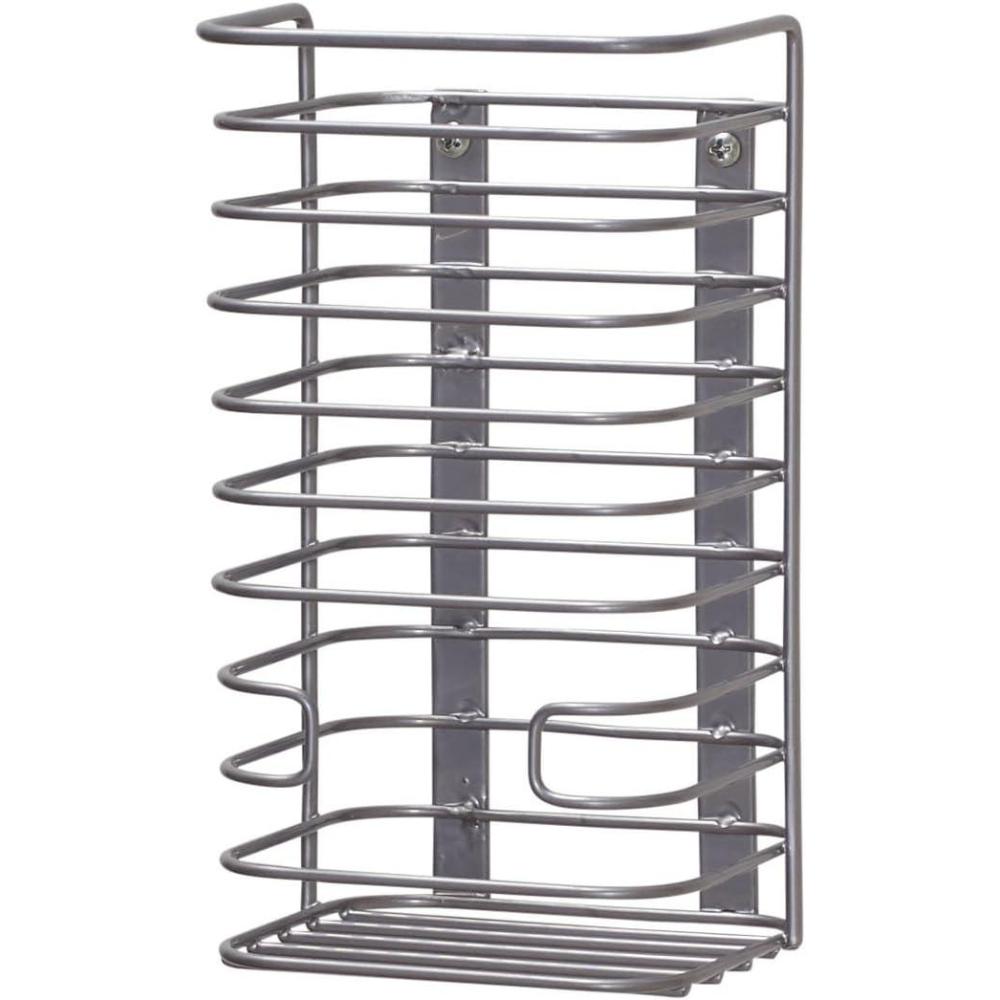 image:imageHousehold Essentials Cabinet Door Trash Bag Holder Steel Frame Satin Nickel Powder Coating Perfect for Disposable Bags and Other Necessities Easy Installation Hardware Included