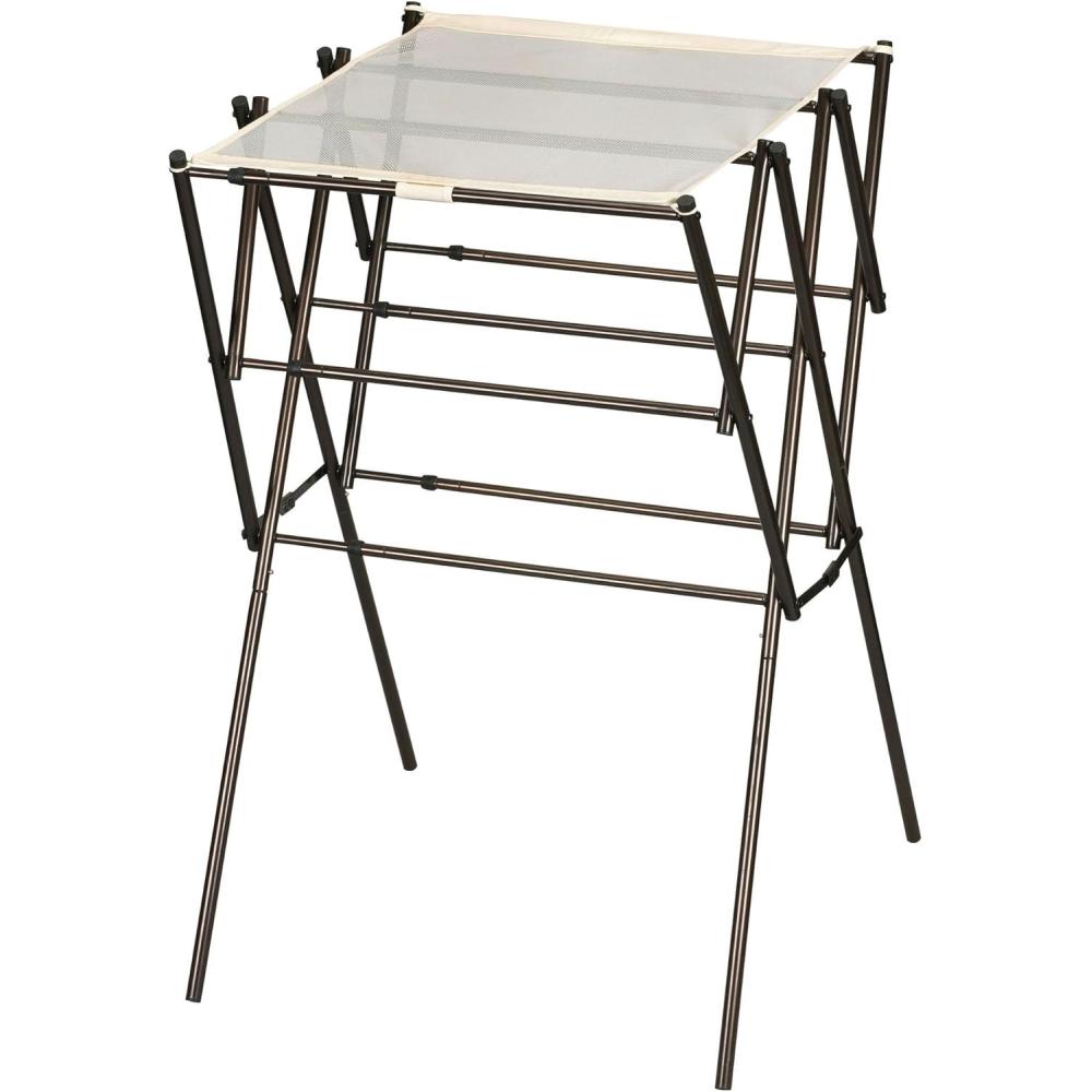 image:imageHousehold Essentials Clothes Drying Rack Foldable Expandable and Collapsible Laundry Drying Rack SilverBronze