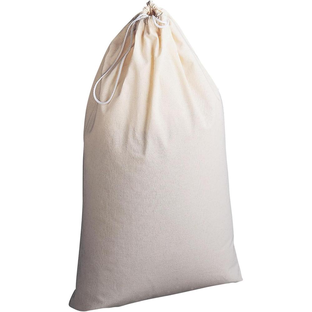 image:imageHousehold Essentials Cotton Laundry Bag Large 100 Cotton Drawstring Top with Cord Lock Machine Washable 3 to 4 Load Capacity Versatile and Compact Breathable Foldable NaturalBeige