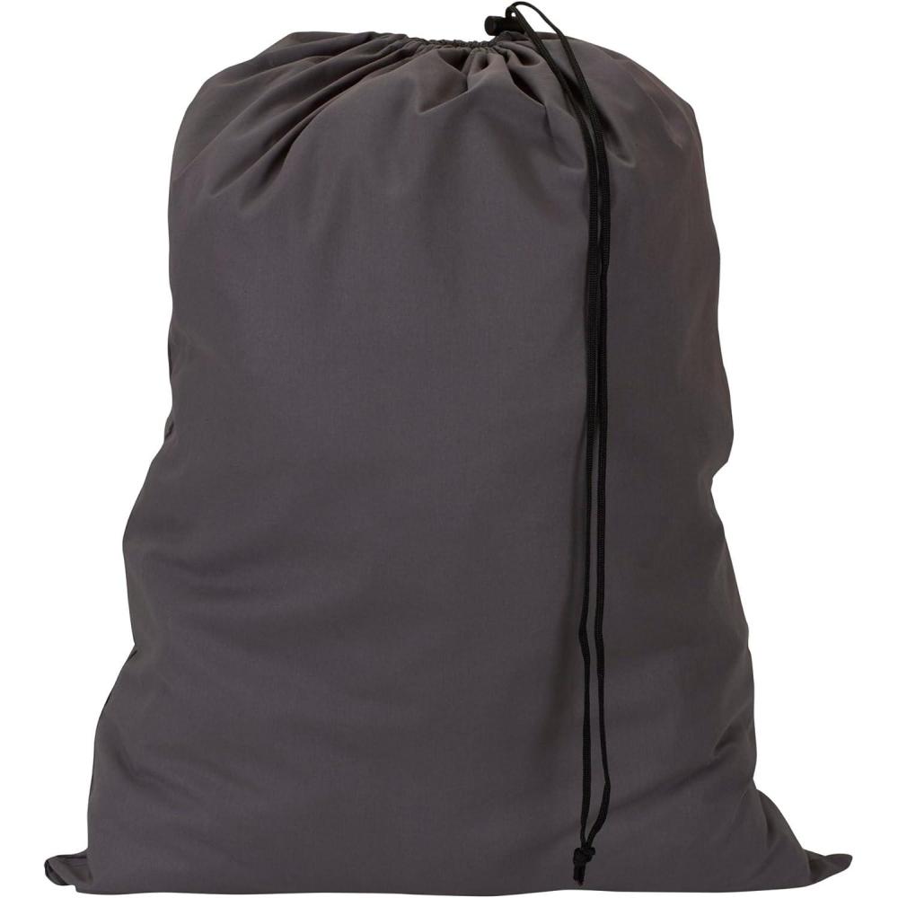image:imageHousehold Essentials Cotton Laundry Bag Large 100 Cotton Drawstring Top with Cord Lock Machine Washable 3 to 4 Load Capacity Versatile and Compact Breathable Foldable NaturalGrey