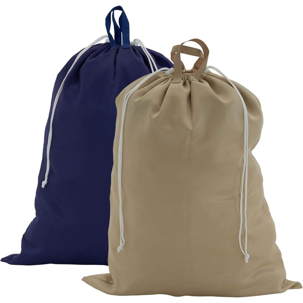 image:imageHousehold Essentials Cotton Laundry Bag Large 100 Cotton Drawstring Top with Cord Lock Machine Washable 3 to 4 Load Capacity Versatile and Compact Breathable Foldable Natural2Pack