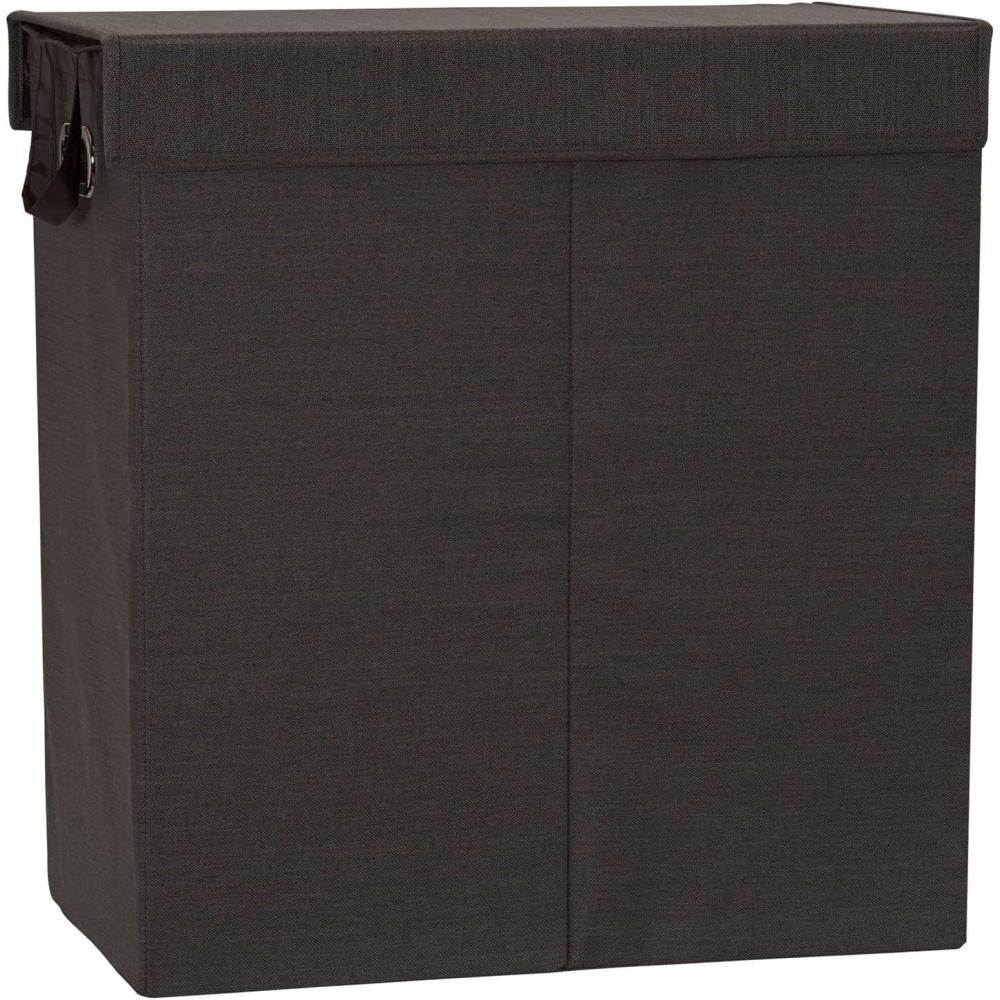 image:imageHousehold Essentials Double Laundry Hamper with Lid and Grommet Handles Desert Sand SorterCobblestone