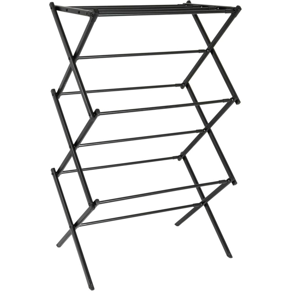 image:imageHousehold Essentials Folding Clothes Drying Rack with Strong Steel Frame and 11 Coated Dowels WhiteBlackBlack