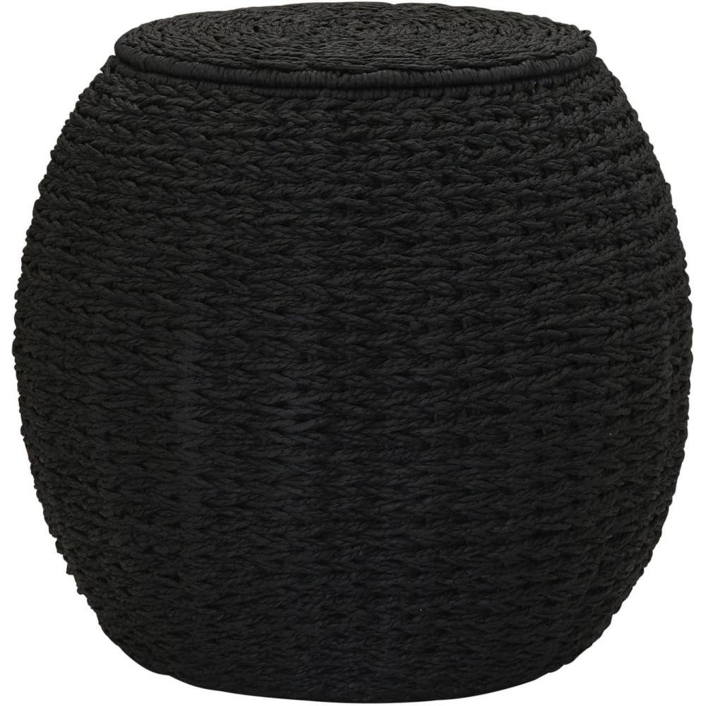 image:imageHousehold Essentials Handwoven Paper Rope Barrel Wicker Storage Basket Side Table BrownBlack Paper Rope
