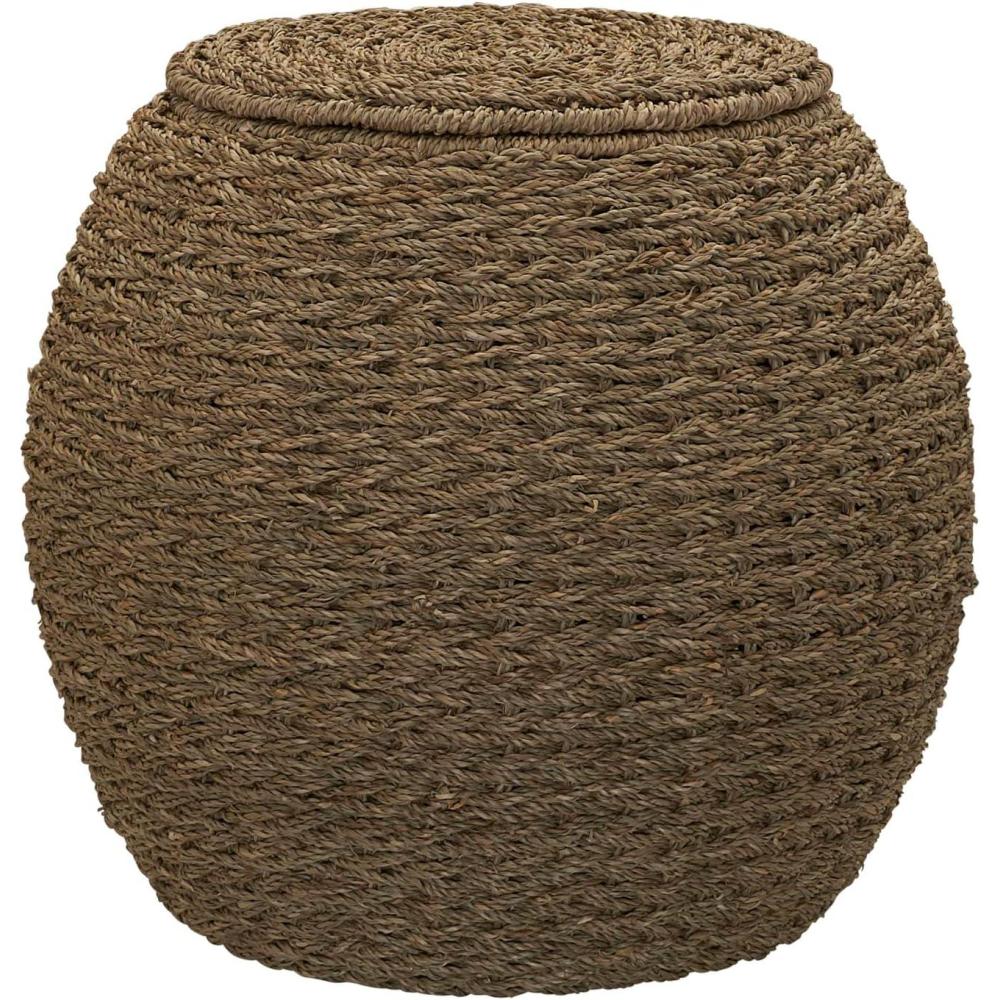 image:imageHousehold Essentials Handwoven Paper Rope Barrel Wicker Storage Basket Side Table BrownNatural Seagrass