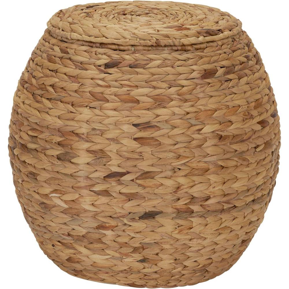 image:imageHousehold Essentials Handwoven Paper Rope Barrel Wicker Storage Basket Side Table BrownNatural Water Hyacinth