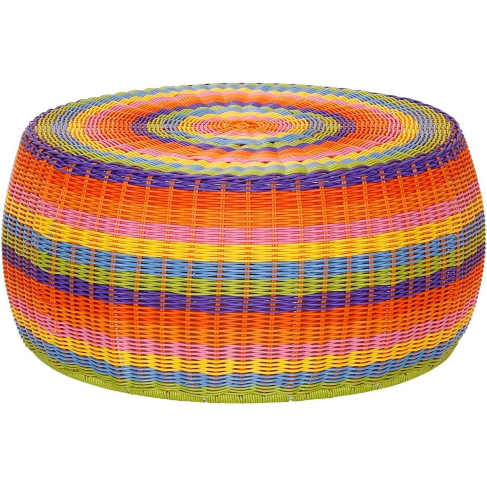 image:imageHousehold Essentials Handwoven Resin Storage Stool Ottoman BlackMulti Color