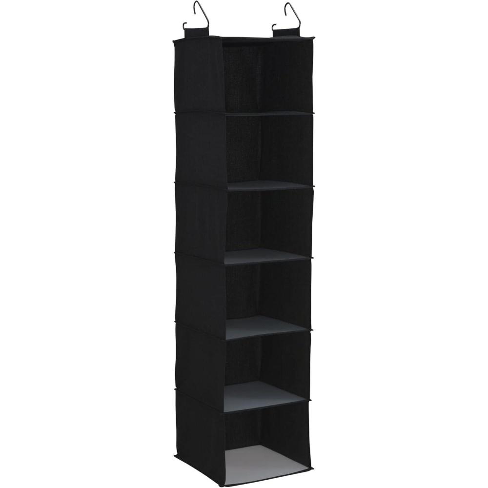 image:imageHousehold Essentials Hanging Cotton Blend Closet Organizer with 6 Storage Shelves DenimBlack
