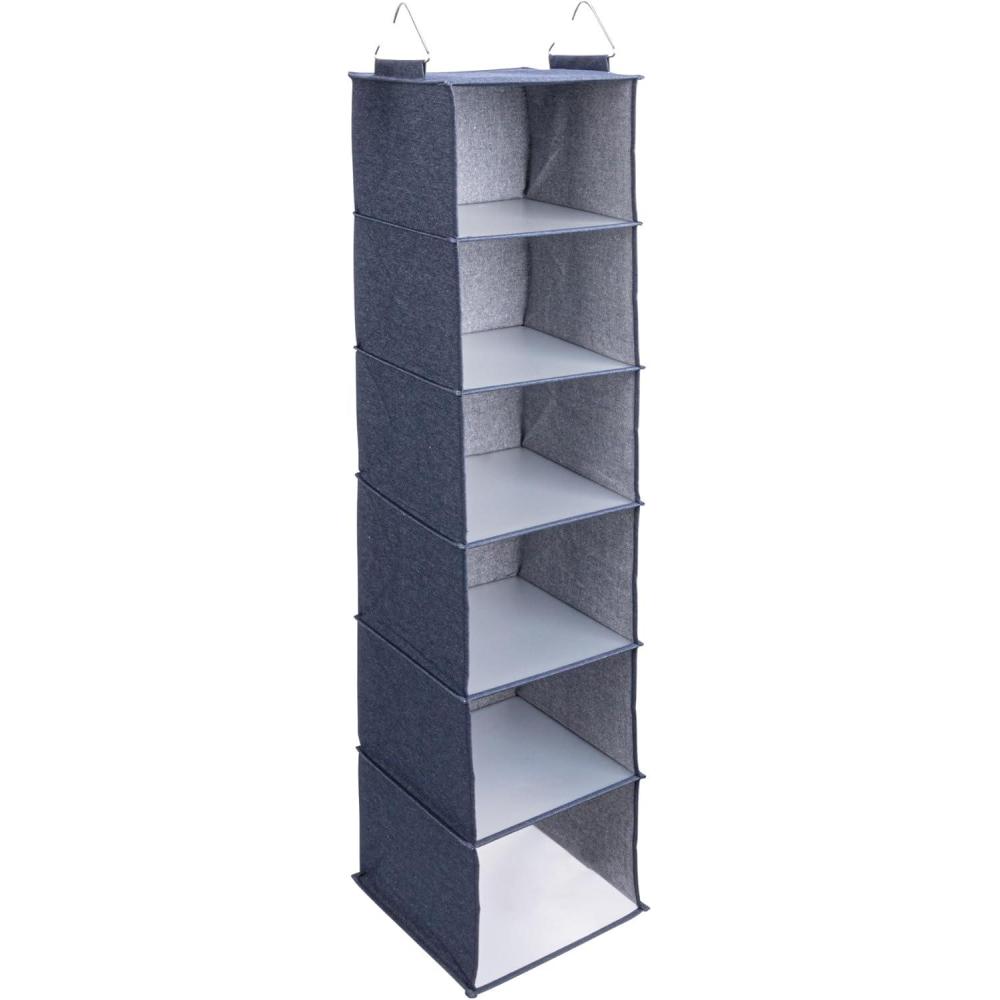 image:imageHousehold Essentials Hanging Cotton Blend Closet Organizer with 6 Storage Shelves DenimDenim