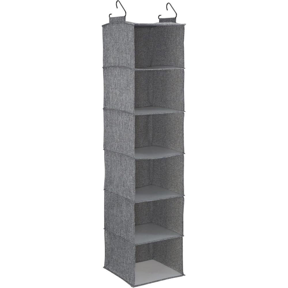 image:imageHousehold Essentials Hanging Cotton Blend Closet Organizer with 6 Storage Shelves DenimGraphite