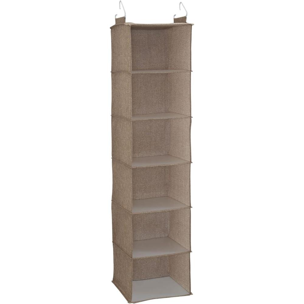 image:imageHousehold Essentials Hanging Cotton Blend Closet Organizer with 6 Storage Shelves DenimLatte