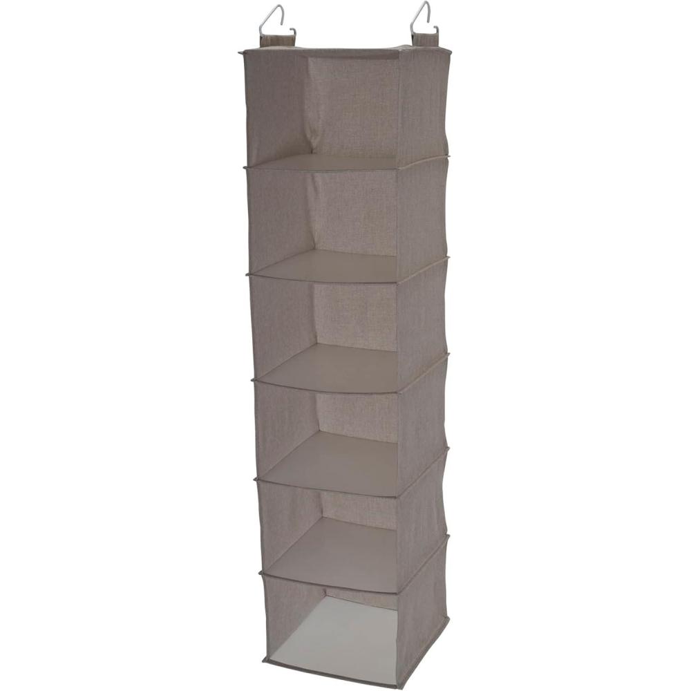 image:imageHousehold Essentials Hanging Cotton Blend Closet Organizer with 6 Storage Shelves DenimLight Grey