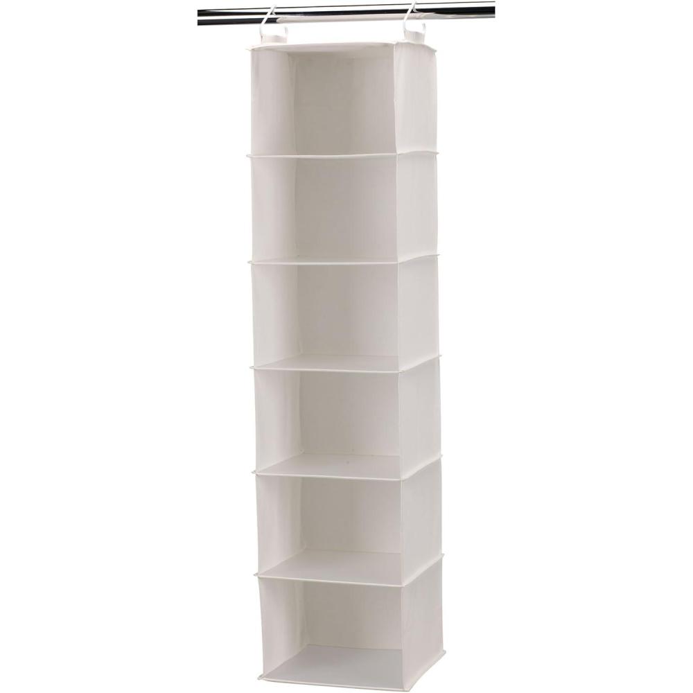 image:imageHousehold Essentials Hanging Cotton Blend Closet Organizer with 6 Storage Shelves DenimLight Natural