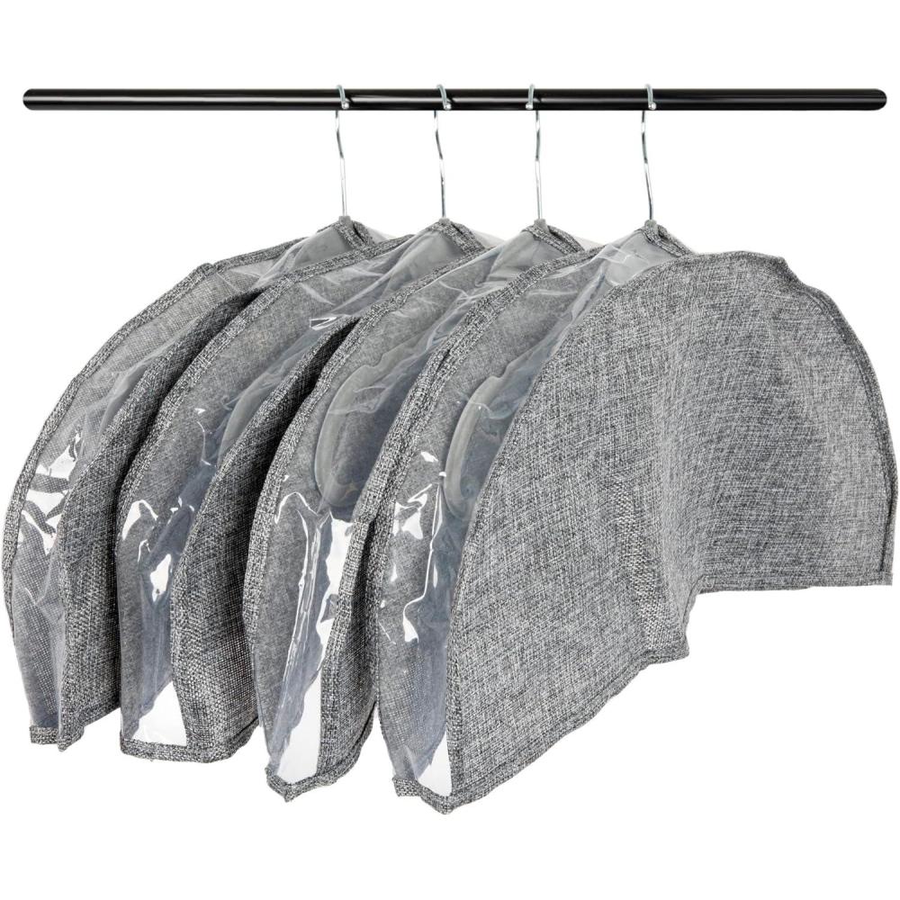 image:imageHousehold Essentials Hanging Garment Shoulder Dust Covers for Closet Set of 4Dark GreyGraphite