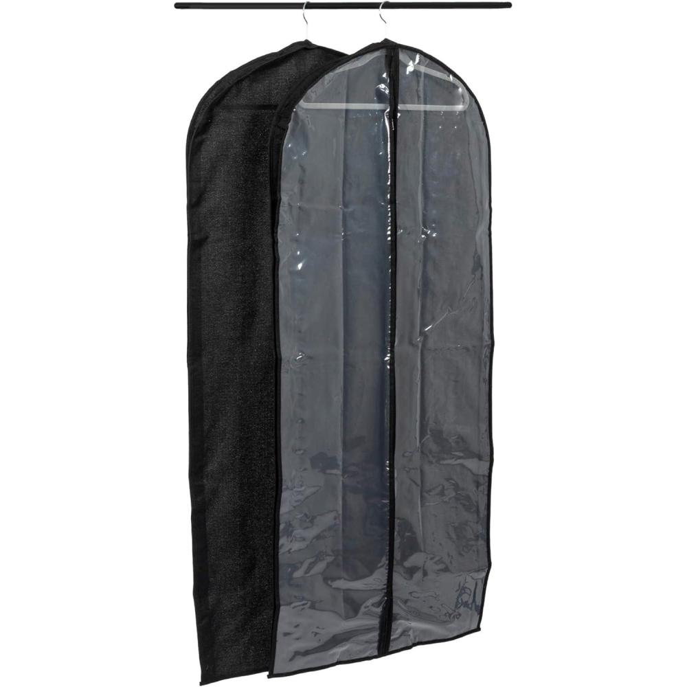 image:imageHousehold Essentials Hanging Zippered Garment Storage Bag with Clear Vision Front Set of 2 Graphite GrayBlack
