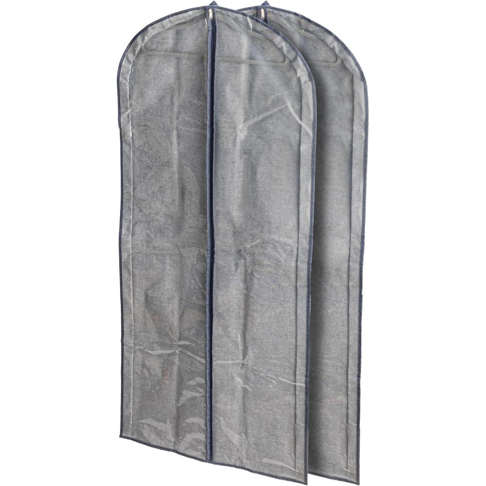 image:imageHousehold Essentials Hanging Zippered Garment Storage Bag with Clear Vision Front Set of 2 Graphite GrayDenim