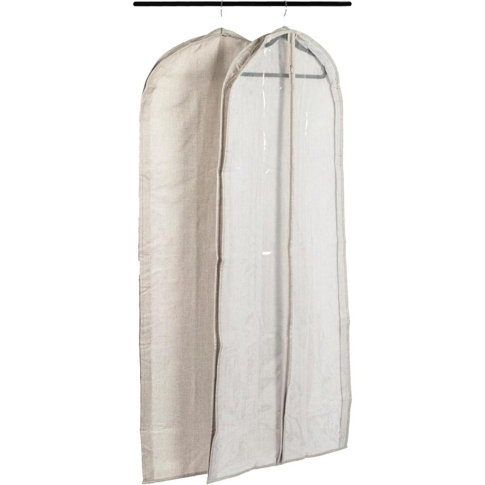 image:imageHousehold Essentials Hanging Zippered Garment Storage Bag with Clear Vision Front Set of 2 Graphite GraySilver