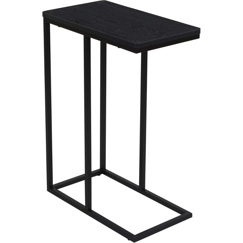 image:imageHousehold Essentials Jamestown CShaped for Accessibility Side End Table Black Oak Wood Grain and Black Metal