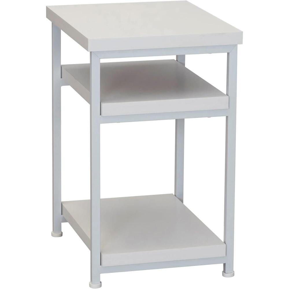 image:imageHousehold Essentials Jamestown Rectangular Side End Table with Storage Shelves Rustic Slate Concrete and Black MetalScandinavian White