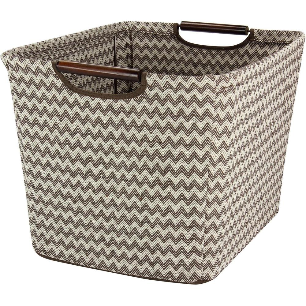 image:imageHousehold Essentials Medium Tapered SoftSide Storage Bin with Wood HandlesChevron