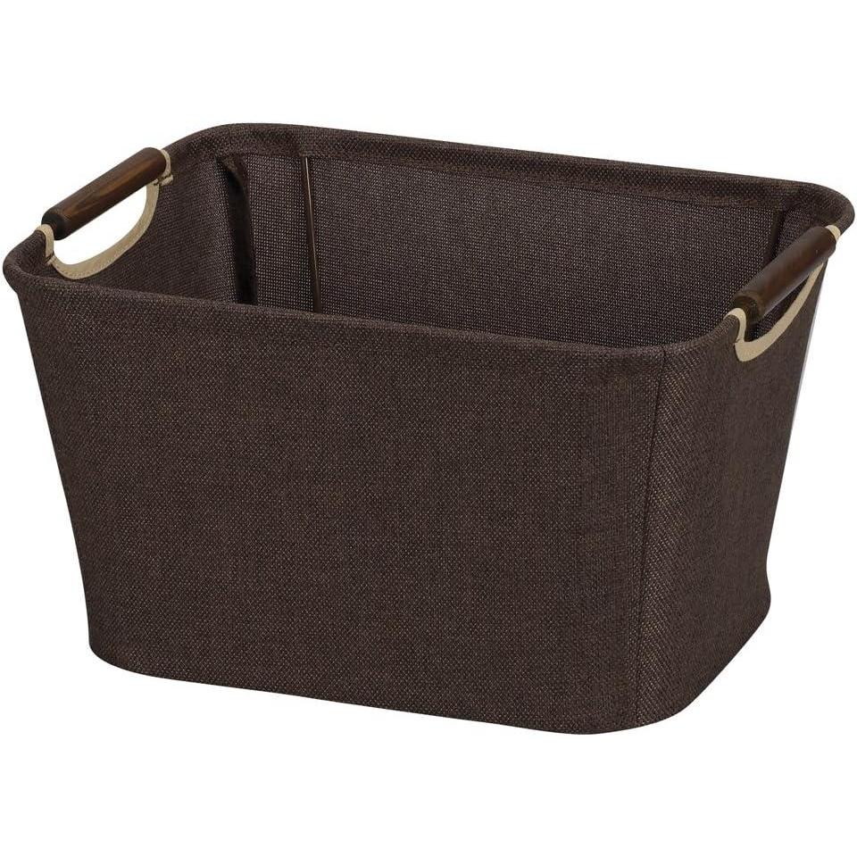 image:imageHousehold Essentials Medium Tapered SoftSide Storage Bin with Wood HandlesCocoa