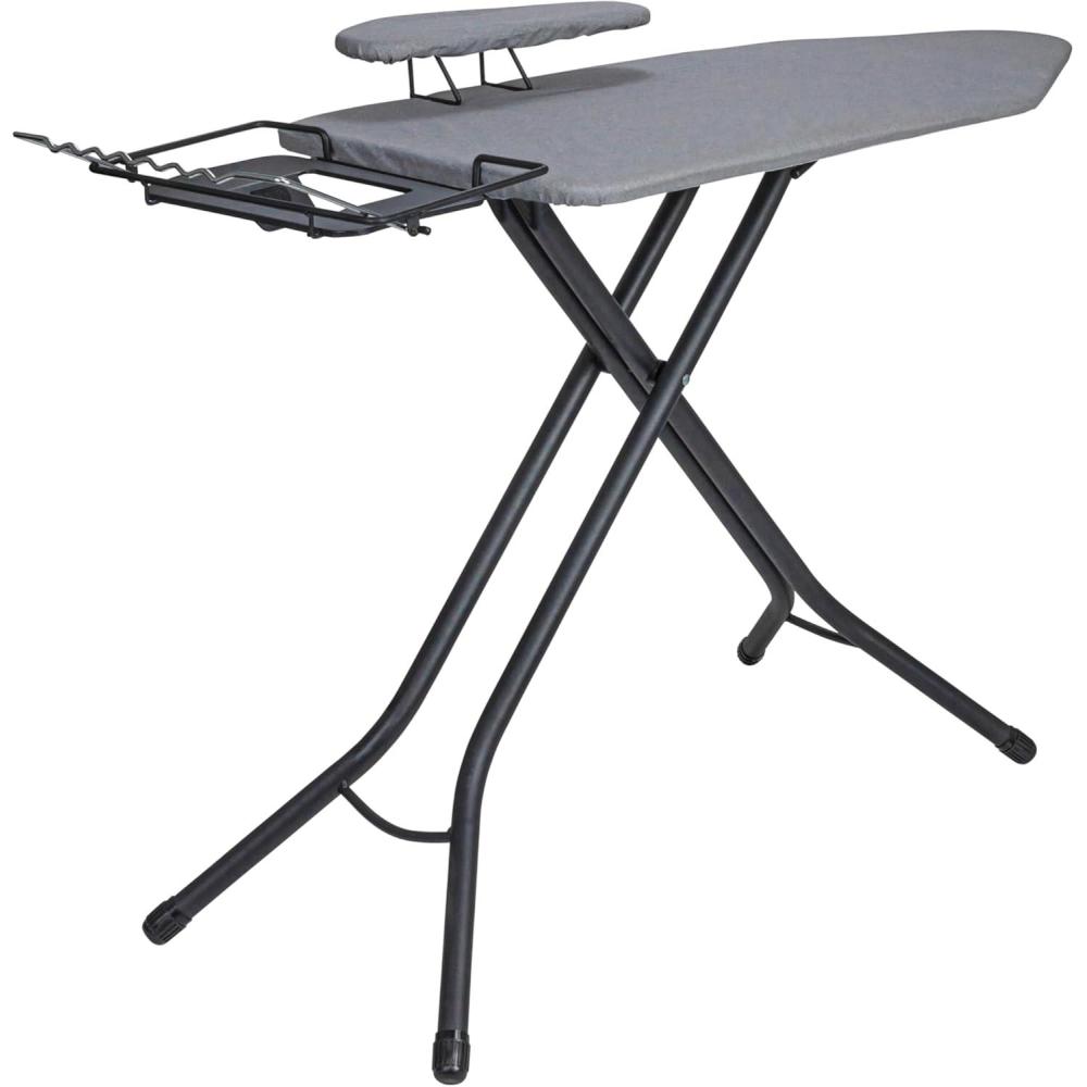 image:imageHousehold Essentials Mega Wide Top Ironing Board 4Legs Steel Top Ironing Board with Fixed Iron Rest FiberTech Cover and Fiber Pad Scorch and Stain Resistant Antique Bronze FrameGreyBlack