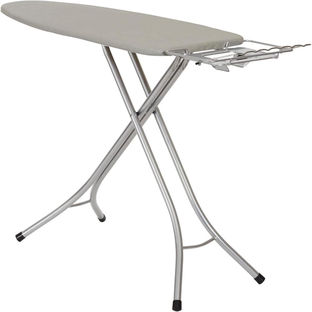 image:imageHousehold Essentials Mega Wide Top Ironing Board 4Legs Steel Top Ironing Board with Fixed Iron Rest FiberTech Cover and Fiber Pad Scorch and Stain Resistant Antique Bronze FrameGreySilver