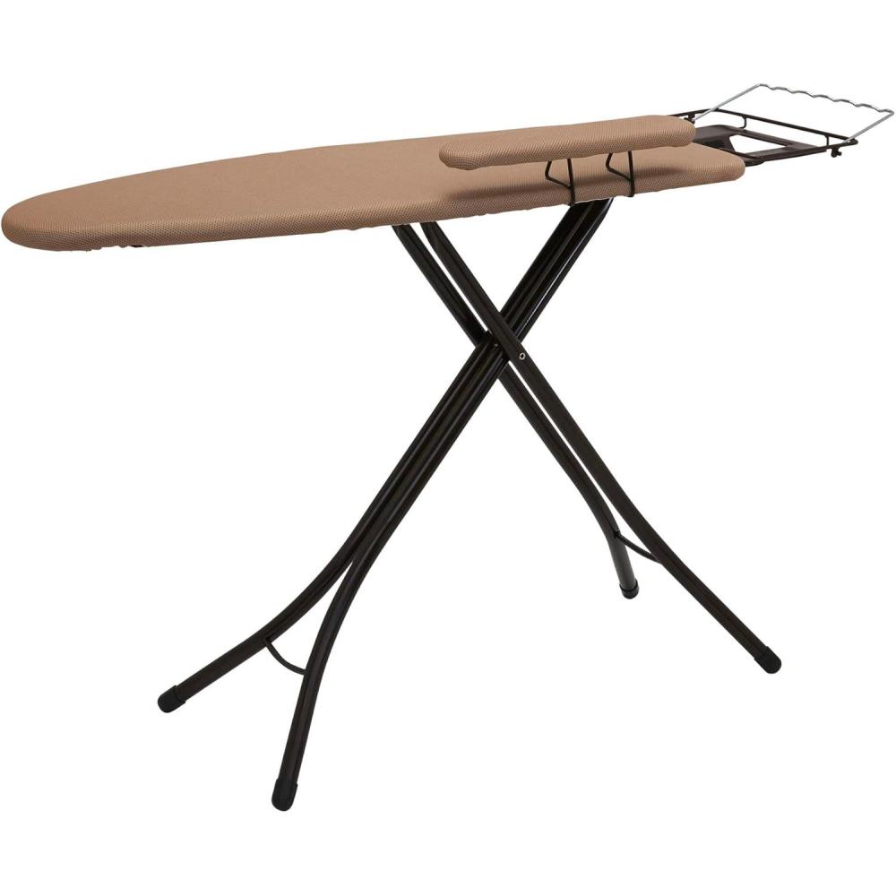 image:imageHousehold Essentials Mega Wide Top Ironing Board 4Legs Steel Top Ironing Board with Fixed Iron Rest FiberTech Cover and Fiber Pad Scorch and Stain Resistant Antique Bronze FrameBrownBronze