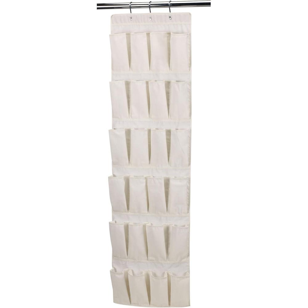 image:imageHousehold Essentials Over The Door 24 Packet Shoe Storage Organizer Natural Canvas