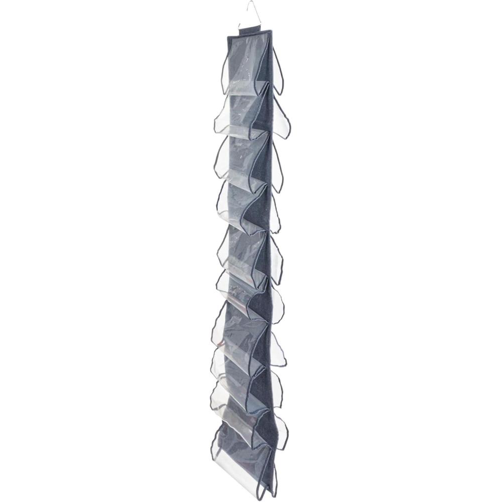 image:imageHousehold Essentials OverTheDoor Cotton Blend and Plastic Shoe Organizer with 20 Storage Pockets DenimDenim
