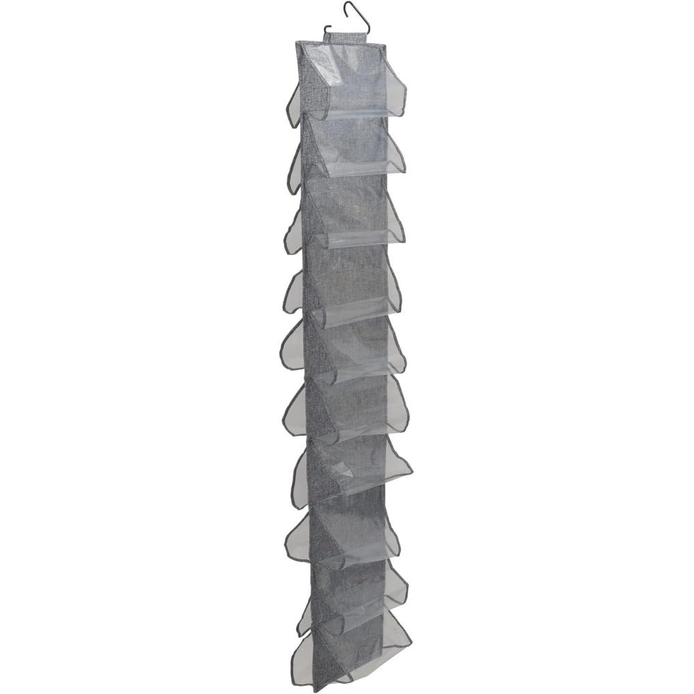 image:imageHousehold Essentials OverTheDoor Cotton Blend and Plastic Shoe Organizer with 20 Storage Pockets DenimGraphite