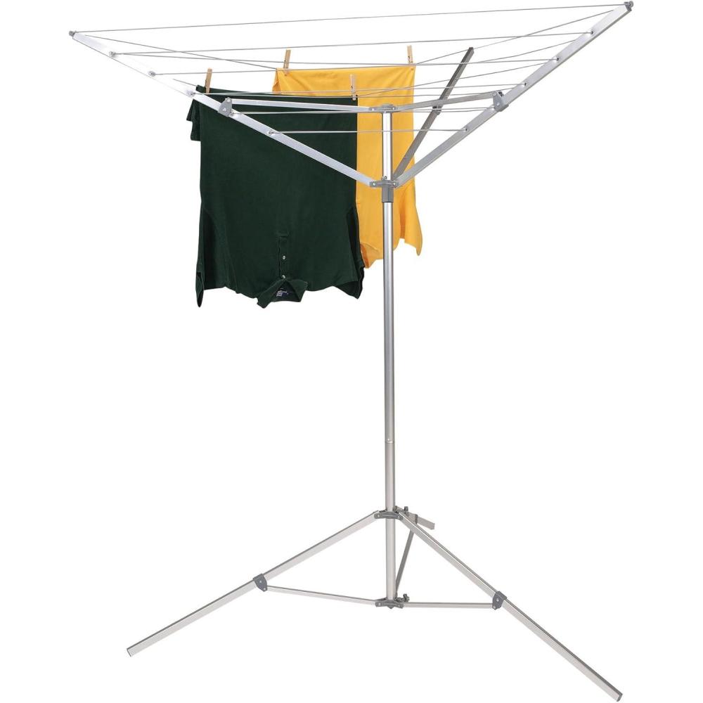 image:imageHousehold Essentials Portable Umbrella Clothesline 64 Ft of Hanging Space PreStrung with Stable Base SilverPortable Drying Rack