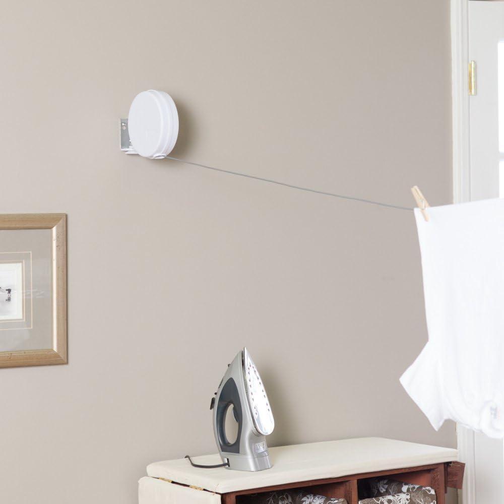 image:imageHousehold Essentials Single Line Retractable Clothesline for Hanging Laundry 40 Feet WhiteWhite