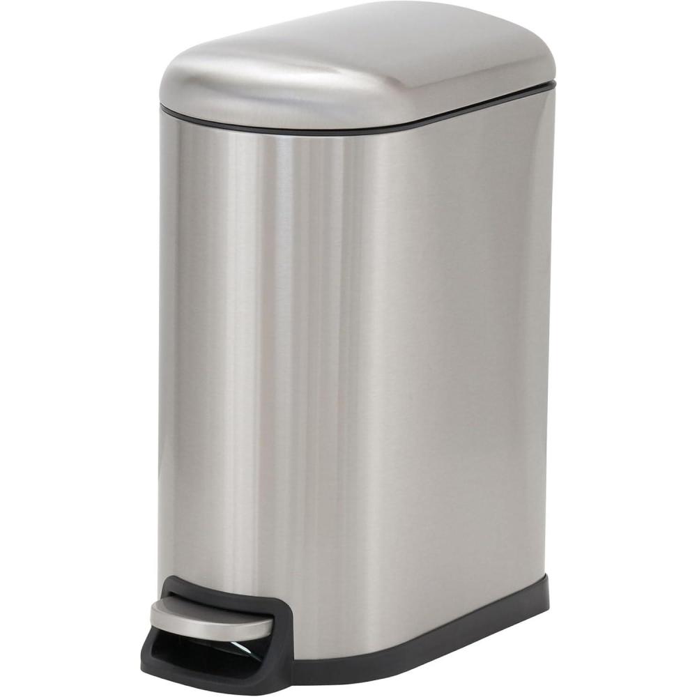 image:imageHousehold Essentials Slim Trash Can 10 Liter 26 Gallon Stainless Steel Bathroom Step Trash Can Easy to Clean 944331