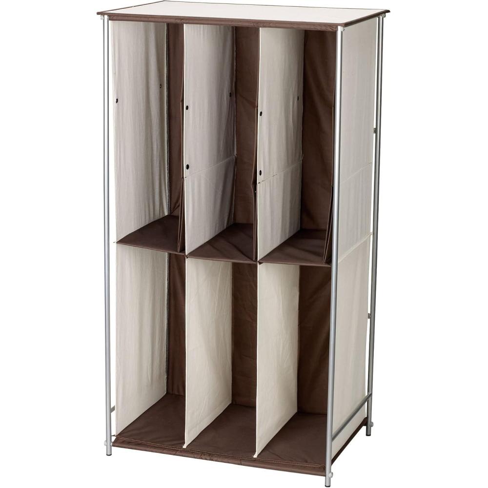 image:imageHousehold Essentials Transformer Boot Storage Rack Adjustable Cubbies Soft PolyCotton Fabric Sturdy Steel Frame Versatile and Stylish Perfect for Short Mid and Tall Boots Natural and Brown 23 Inch