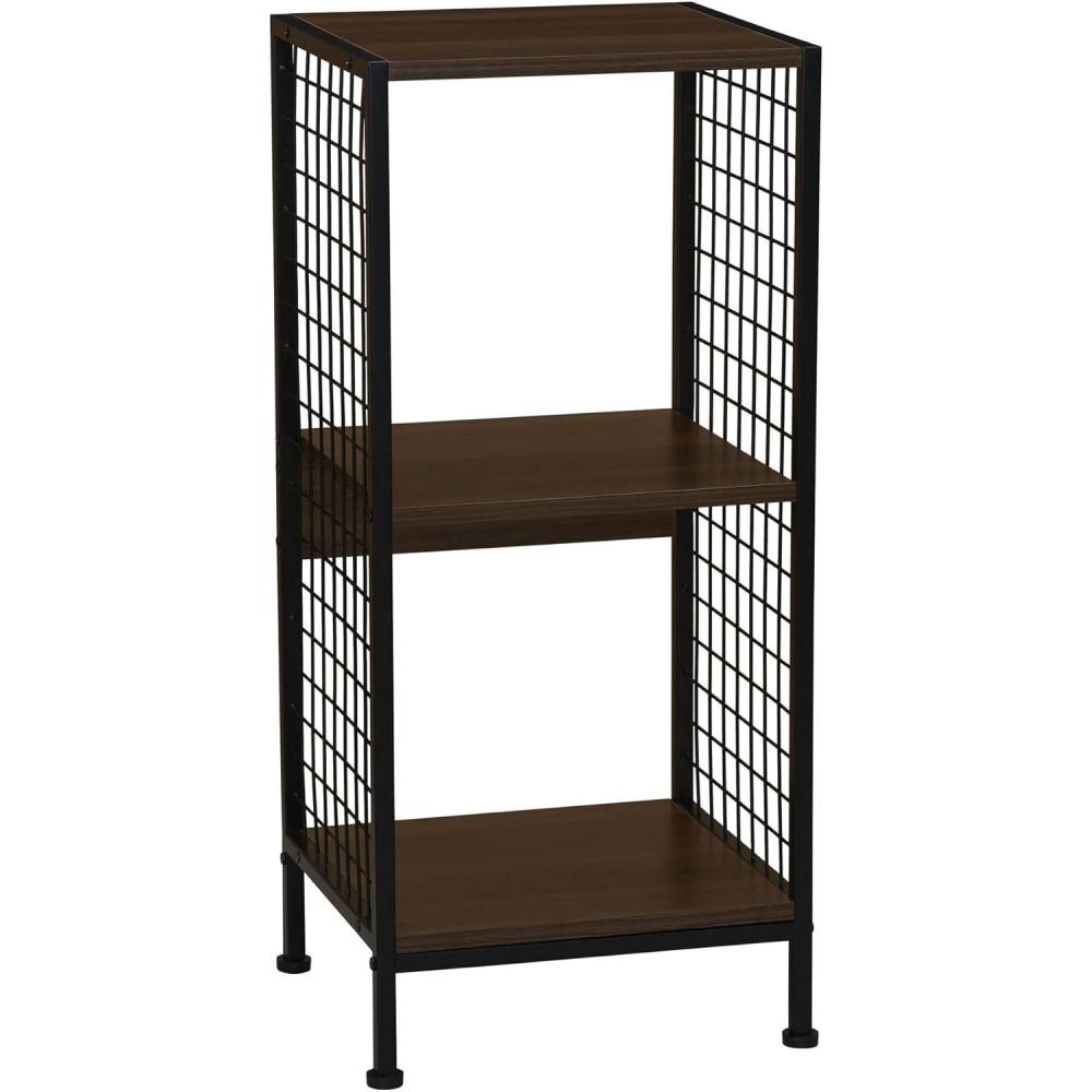 image:imageHousehold Essentials Trellis Open Storage Bookshelf with 2 Cube Compartments Mid Century Walnut Wood Grain and Black MetalWalnut