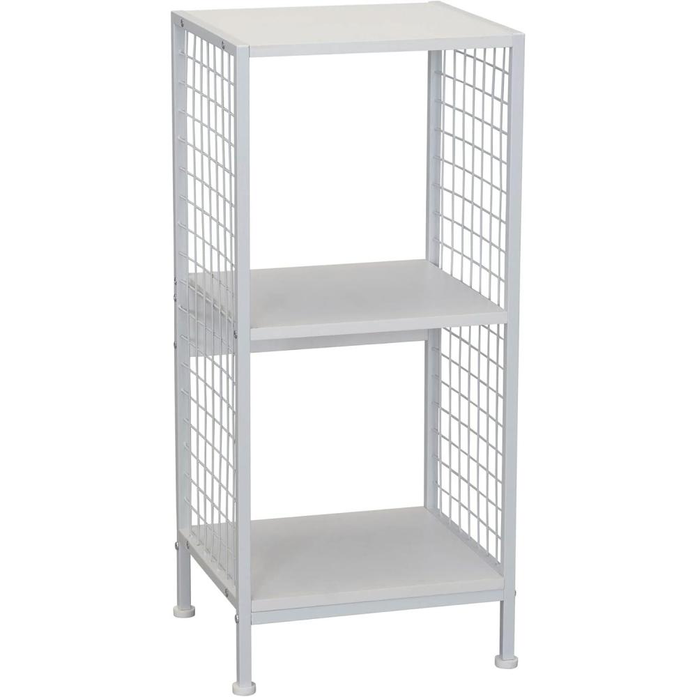 image:imageHousehold Essentials Trellis Open Storage Bookshelf with 2 Cube Compartments Mid Century Walnut Wood Grain and Black MetalWhite