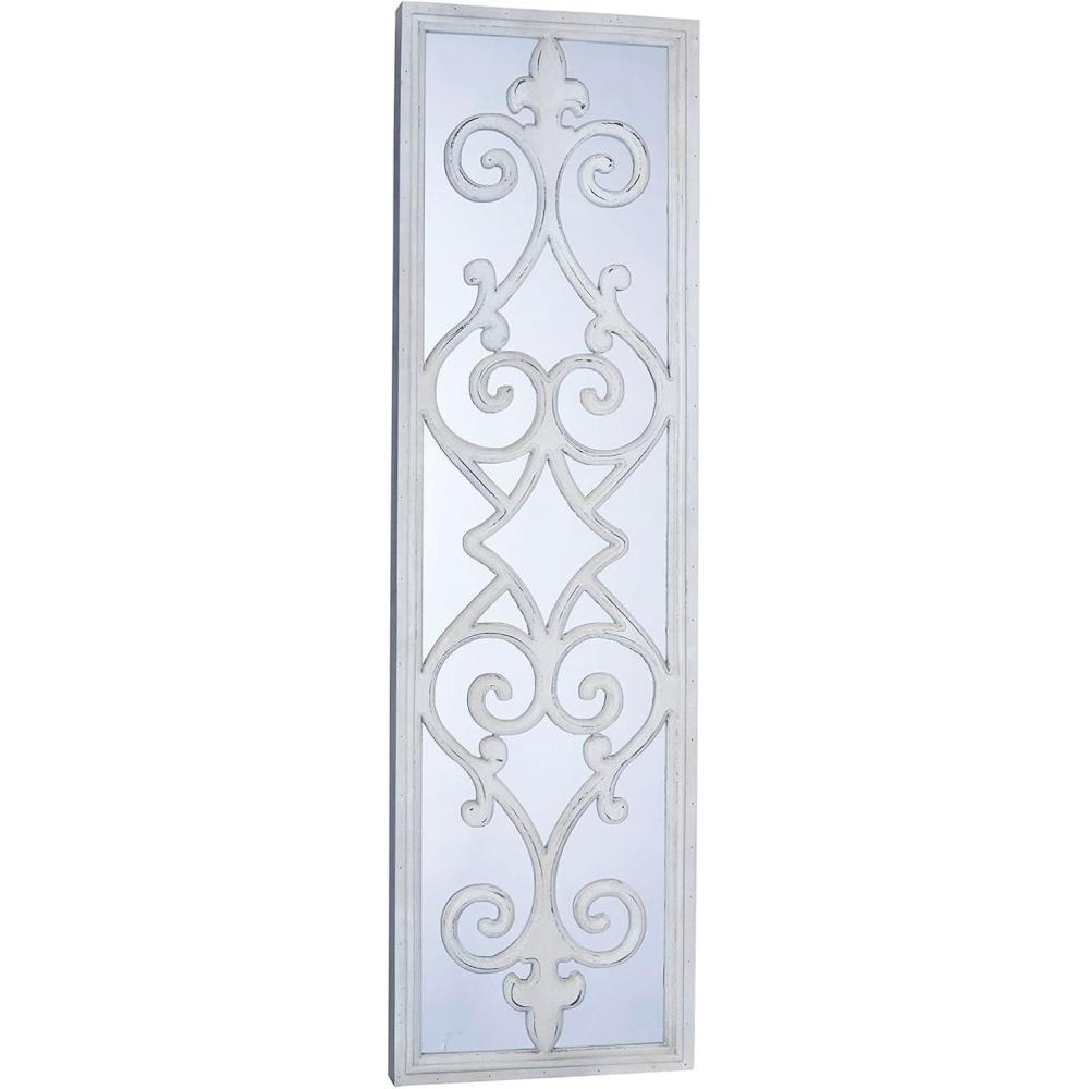 image:imageHousehold Essentials Walnut Rectangle Mirror Wall DcorWhite