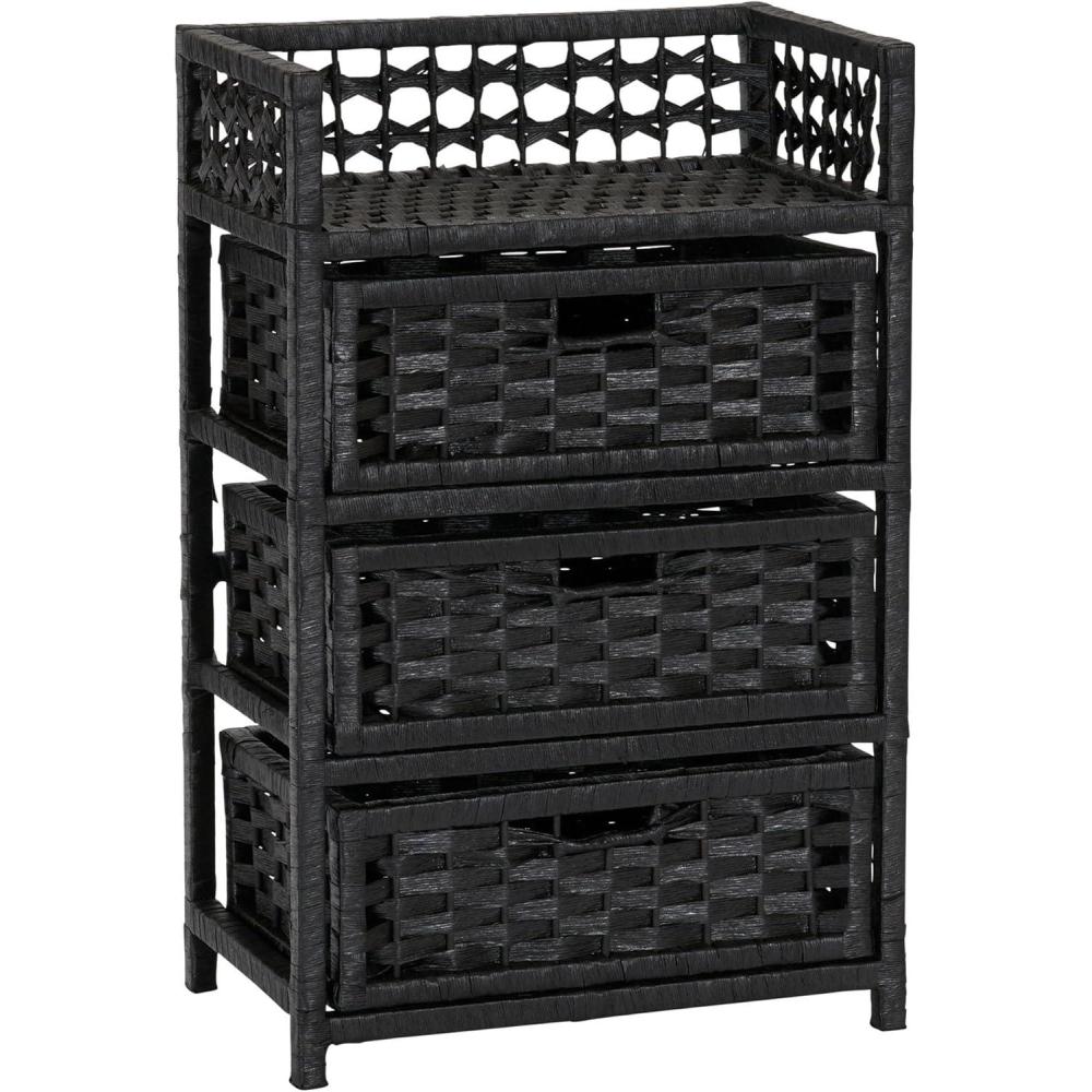 image:imageHousehold Essentials Woven 3 Drawer Chest with Cutout HandlesBlack