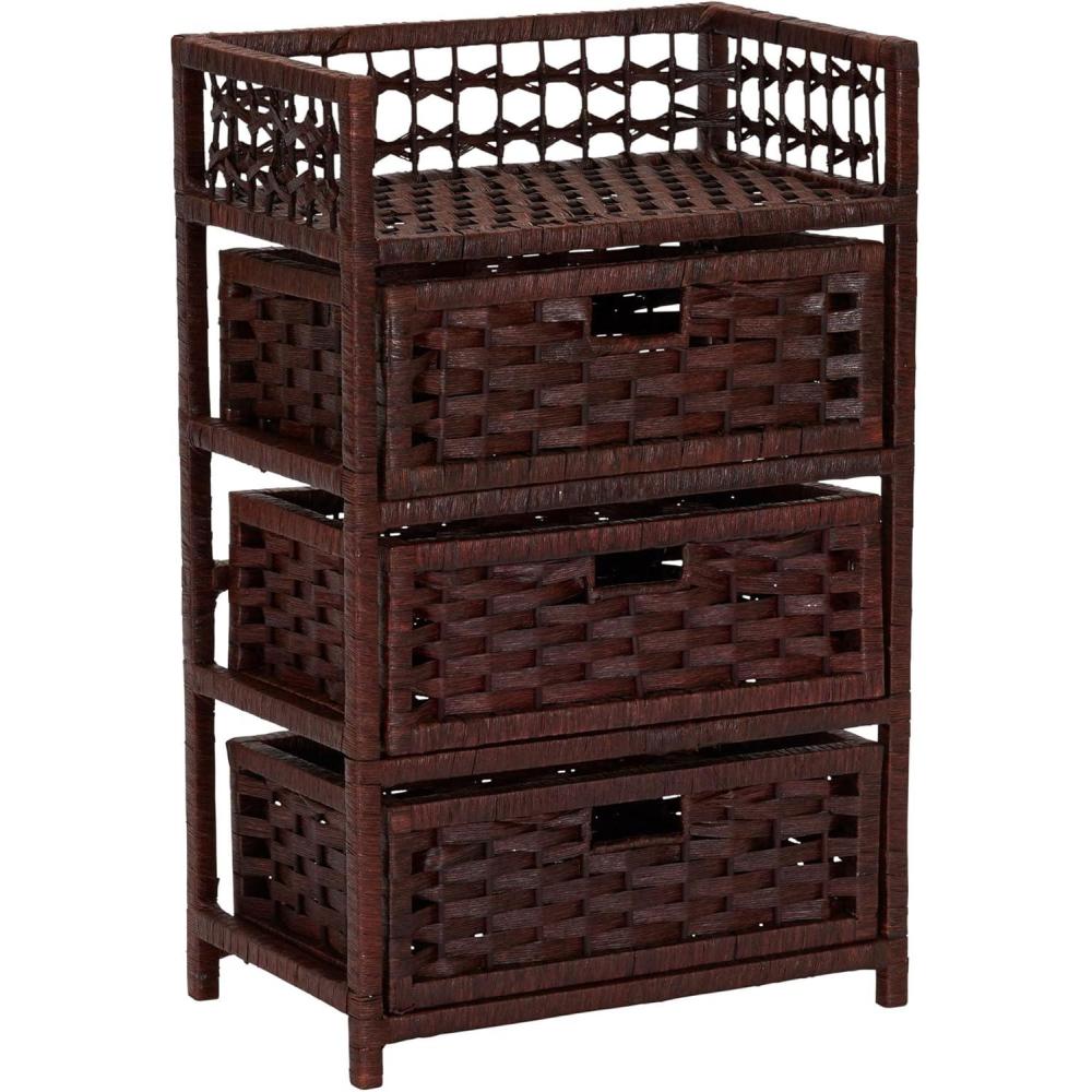 image:imageHousehold Essentials Woven 3 Drawer Chest with Cutout HandlesBrown