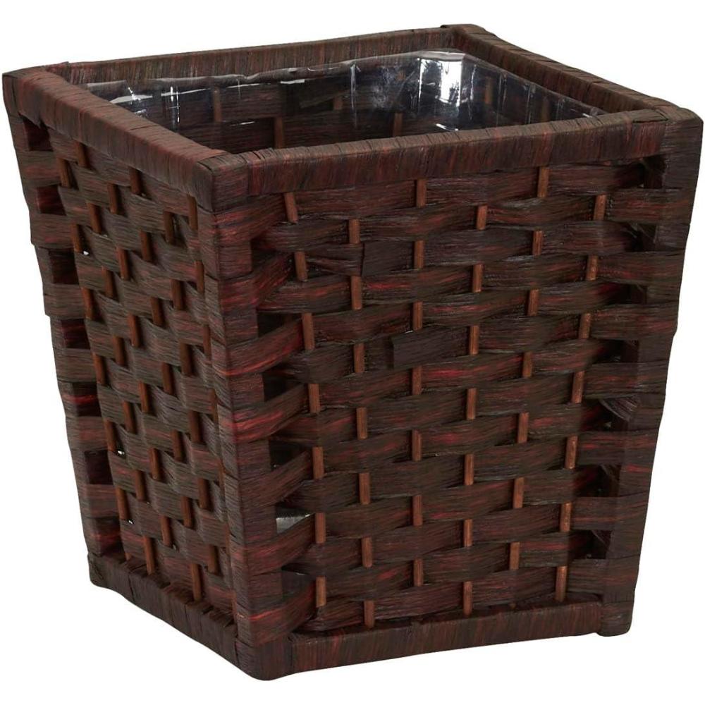 image:imageHousehold Essentials Woven Waste Basket 3 Gallons HandWoven Paper Rope with Removable Plastic Liner Durable Wood Frame Wide and Open Top for Easy Access Decorative BrownBrown